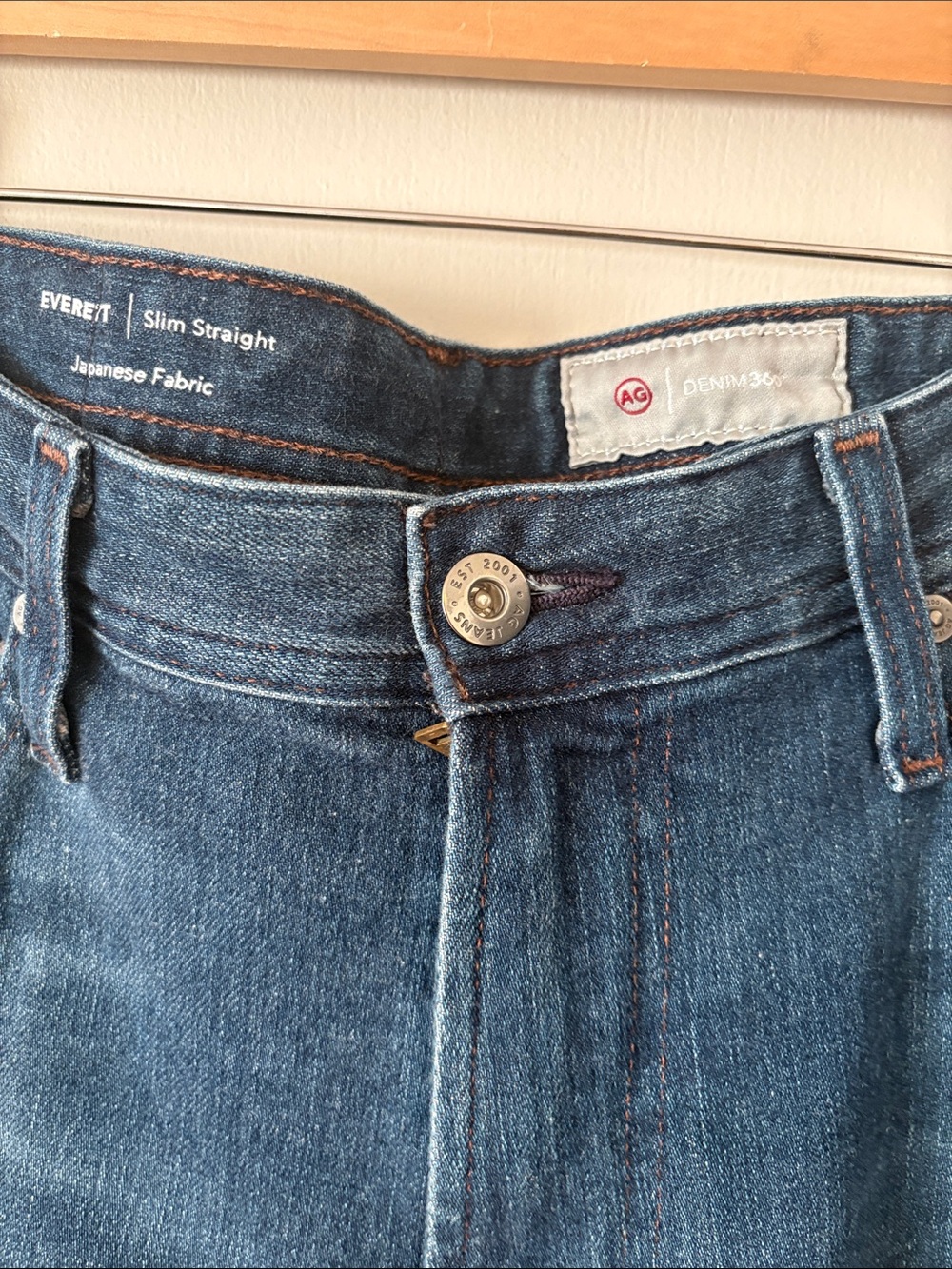 Ag Adriano Goldschmied Men's Straight Jeans in Dark Blue Denim